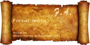 Forrai Anita névjegykártya
