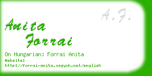 anita forrai business card